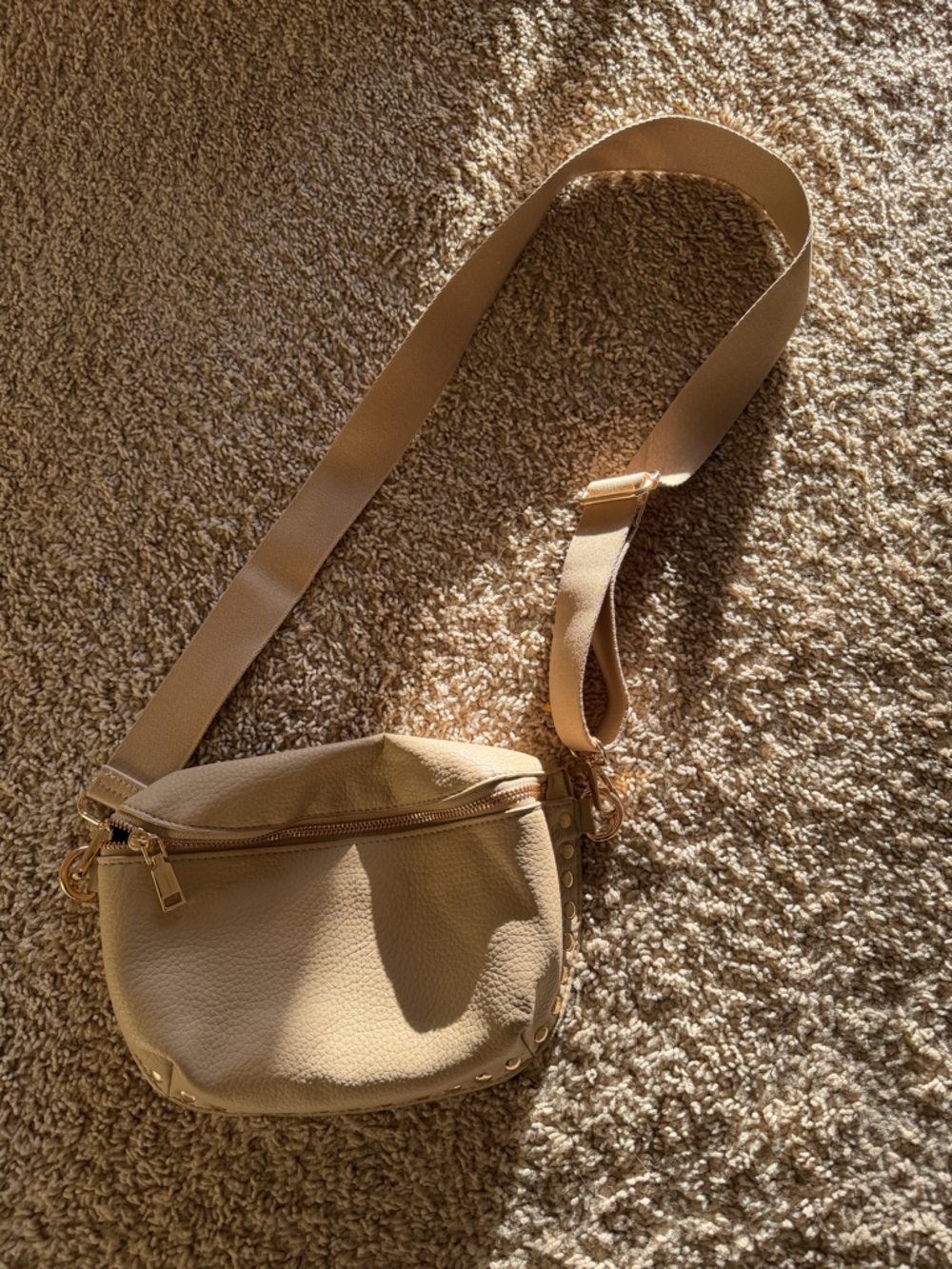 Beige Crossbody Bag with Adjustable Strap
